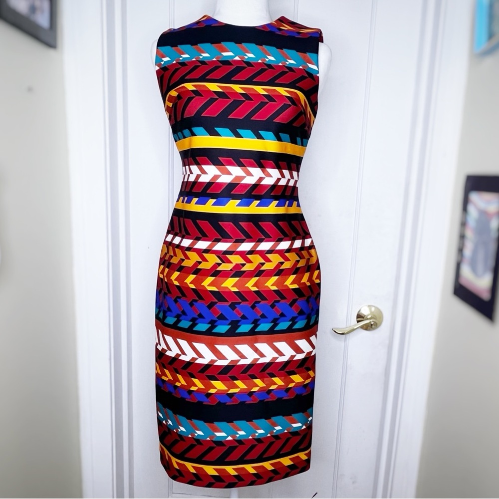 Calvin Klein Bold Multicolor Chevron Midi Dress